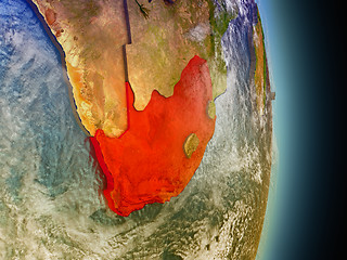 Image showing South Africa in red from space