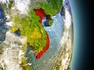 Image showing Vietnam in red from space