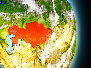 Image showing Kazakhstan in red from space