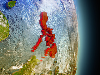Image showing Philippines in red from space