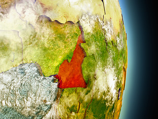 Image showing Cameroon in red from space