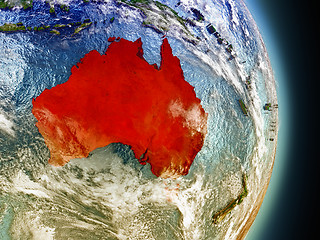 Image showing Australia in red from space