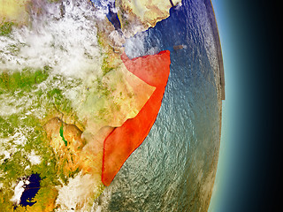 Image showing Somalia in red from space