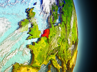 Image showing Netherlands in red from space