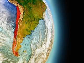Image showing Chile in red from space