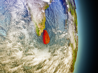 Image showing Sri Lanka in red from space