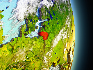 Image showing Lithuania in red from space