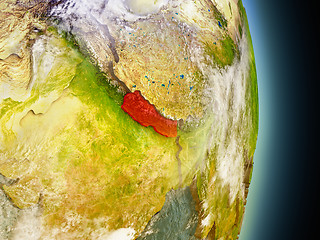 Image showing Nepal in red from space