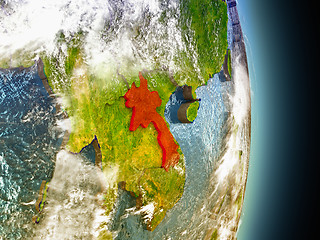 Image showing Laos in red from space