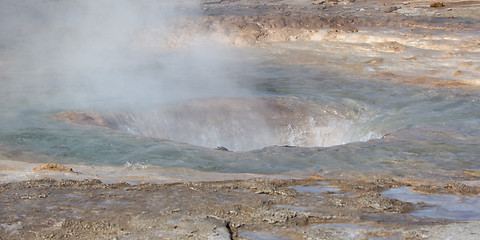 Image showing The famous Strokkur Geyser - Iceland - Close-up