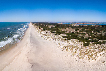 Image showing Aerial view of Torreira beach