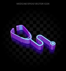 Image showing Medicine icon: 3d neon glowing Stethoscope made of glass, EPS 10 vector.