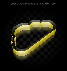 Image showing Cloud computing icon: Yellow 3d Cloud made of paper, transparent shadow, EPS 10 vector.