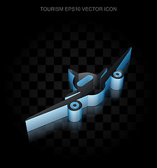 Image showing Vacation icon: Blue 3d Aircraft made of paper, transparent shadow, EPS 10 vector.