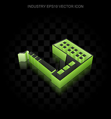 Image showing Industry icon: Green 3d Industry Building made of paper, transparent shadow, EPS 10 vector.
