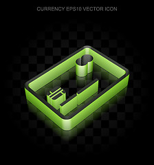 Image showing Currency icon: Green 3d Credit Card made of paper, transparent shadow, EPS 10 vector.
