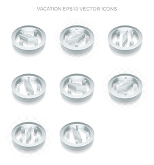 Image showing Tourism icons set: different views of metallic Compass, transparent shadow, EPS 10 vector.