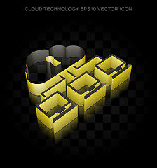 Image showing Cloud technology icon: Yellow 3d Cloud Network made of paper, transparent shadow, EPS 10 vector.