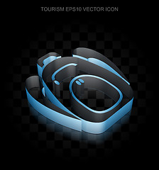 Image showing Travel icon: Blue 3d Backpack made of paper, transparent shadow, EPS 10 vector.