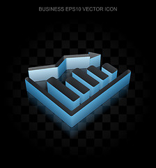 Image showing Finance icon: Blue 3d Decline Graph made of paper, transparent shadow, EPS 10 vector.