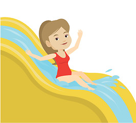 Image showing Woman riding down waterslide vector illustration.