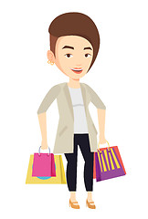 Image showing Happy woman with shopping bags vector illustration