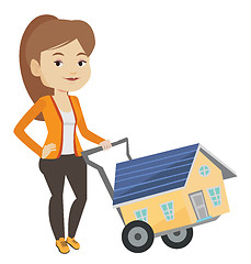 Image showing Young woman buying house vector illustration.