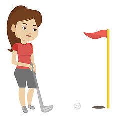 Image showing Golfer hitting the ball vector illustration.