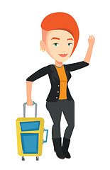 Image showing Young woman hitchhiking vector illustration.