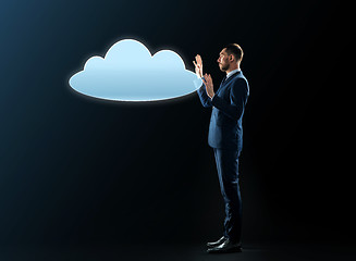 Image showing businessman with cloud projection