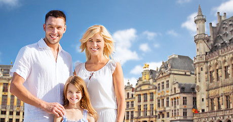 Image showing happy family over grand place in brussels city