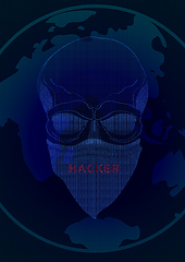 Image showing The secret agent, hacker. Mysterious man with the mask on dark background. Secret agent. Incognito. undercover.