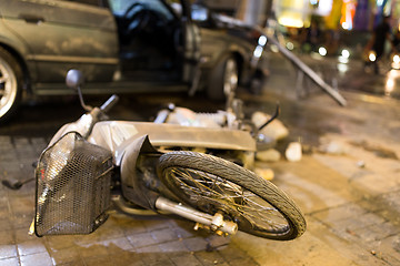 Image showing Motorbike accident on the city street