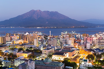 Image showing Volcano Sakurajima at night