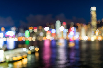 Image showing Blur view of Hong Kong city at night
