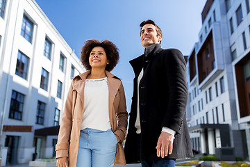 Image showing happy international man and woman on city street