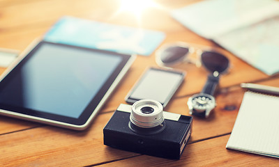 Image showing close up of camera, gadgets and personal stuff