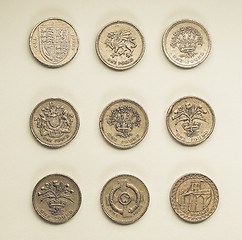 Image showing Vintage One Pound coins