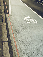 Image showing Vintage looking Bike lane sign