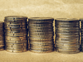 Image showing Vintage Euro coins pile