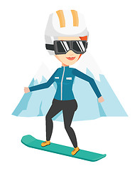 Image showing Young woman snowboarding vector illustration.