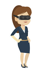 Image showing Woman wearing virtual reality headset.