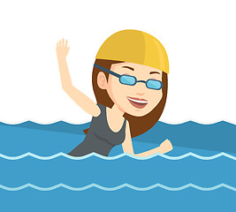 Image showing Woman swimming vector illustration.