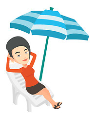 Image showing Woman relaxing on beach chair vector illustration.