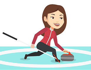 Image showing Curling player playing on the rink.