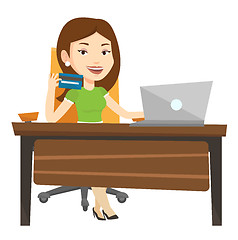 Image showing Woman shopping online vector illustration.