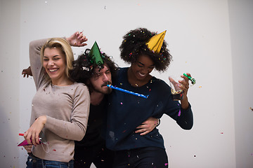 Image showing confetti party multiethnic group of people