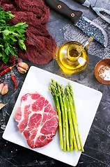 Image showing meat with asparagus