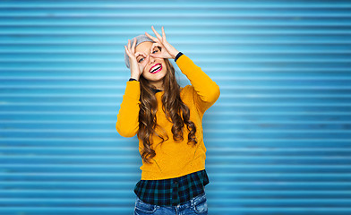 Image showing happy young woman or teen girl having fun