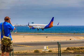 Image showing ARECIFE, SPAIN - APRIL, 15 2017: Boeing 737-800 of Jet2holidays 